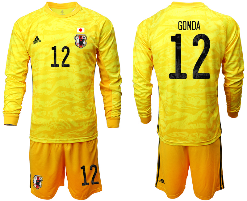 Men 2020-2021 Season National team Japan goalkeeper Long sleeve yellow #12 Soccer Jersey->colombia jersey->Soccer Country Jersey